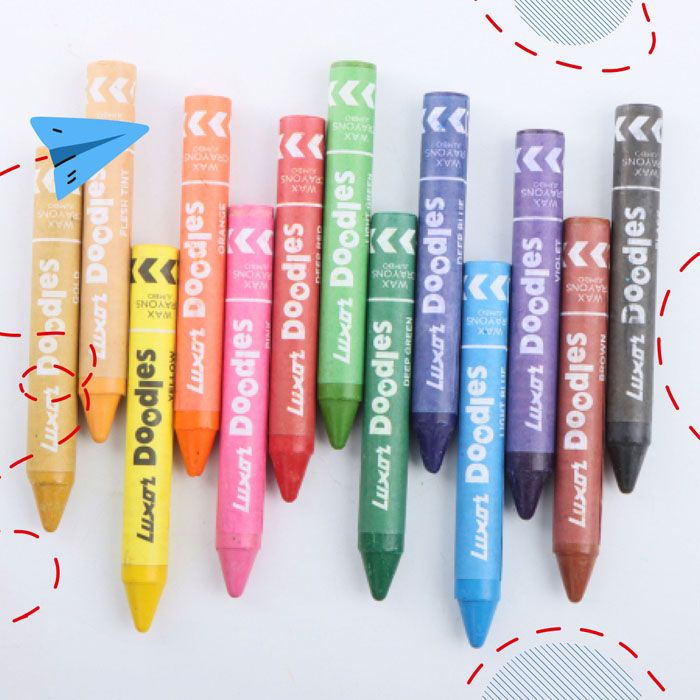 Luxor Doodles Jumbo Wax Crayons - Assorted Vibrant Colors With Bonus Gold Crayon - Perfect For Little Artists