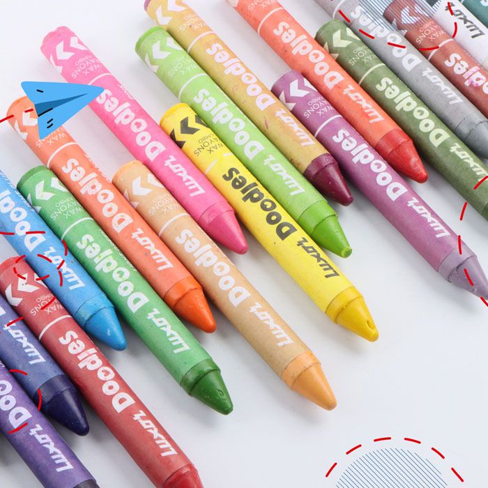 Luxor Doodles Jumbo Wax Crayons Set - Assorted Colors With Free Gold & Silver Crayons And Sharpener - Ultimate Coloring Set For Kids