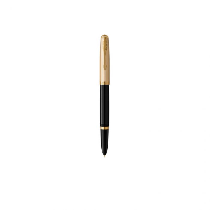 PARKER 51  DELUXE BLACK GOLD TRIM FOUNTAIN PEN (FINE TRIM)