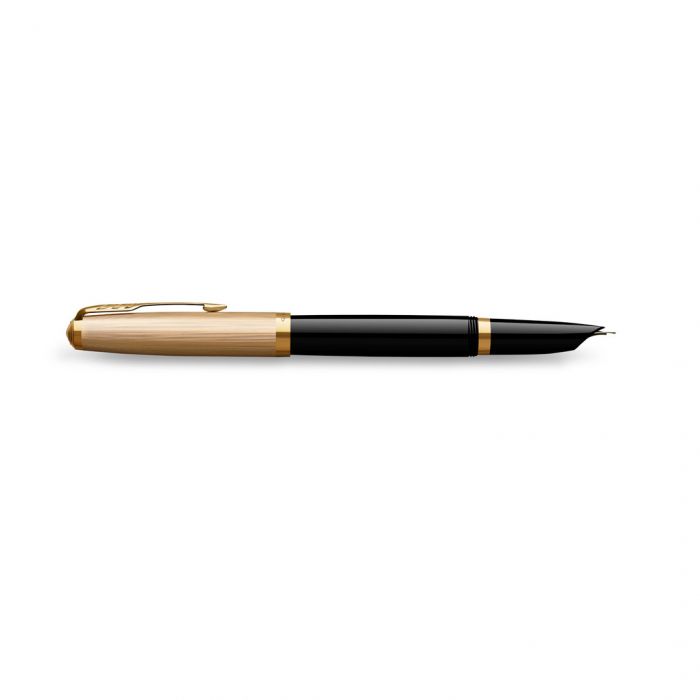 PARKER 51  DELUXE BLACK GOLD TRIM FOUNTAIN PEN (FINE TRIM)