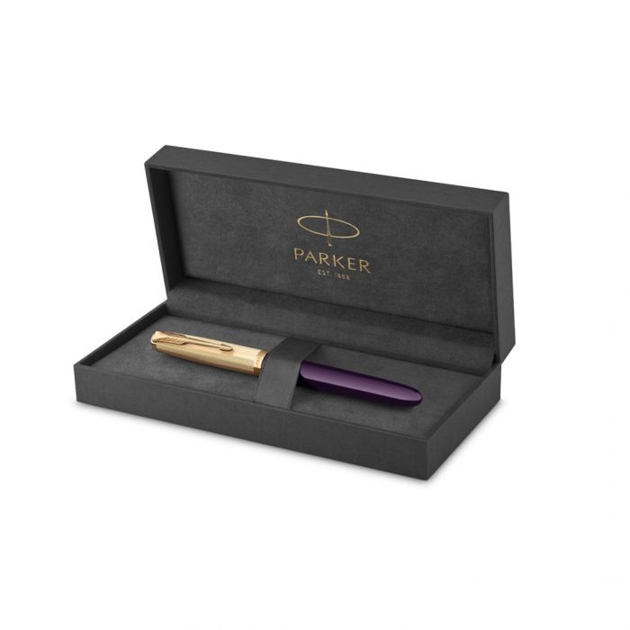 PARKER 51  DELUXE PLUM GOLD TRIM FOUNTAIN PEN (FINE TRIM)