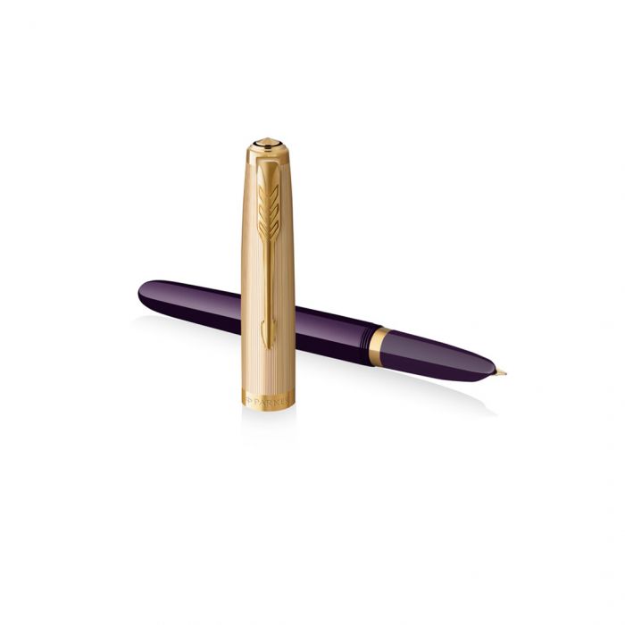 PARKER 51  DELUXE PLUM GOLD TRIM FOUNTAIN PEN (FINE TRIM)