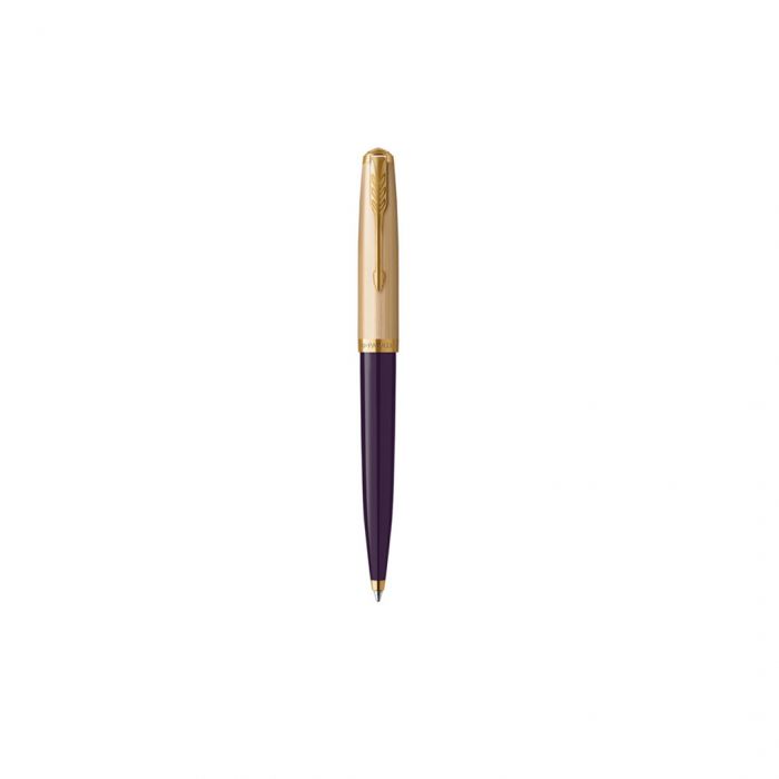 PARKER 51  DELUXE PLUM GOLD TRIM BALL PEN