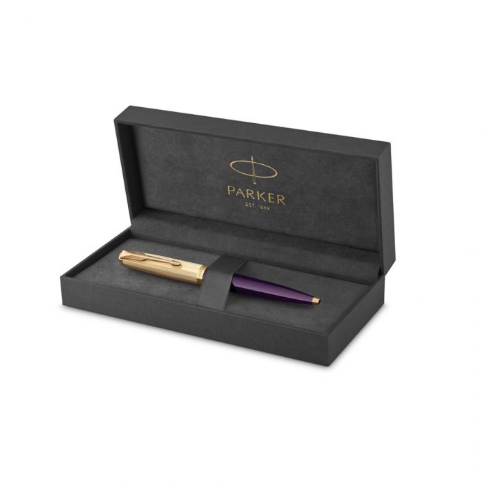 PARKER 51  DELUXE PLUM GOLD TRIM BALL PEN