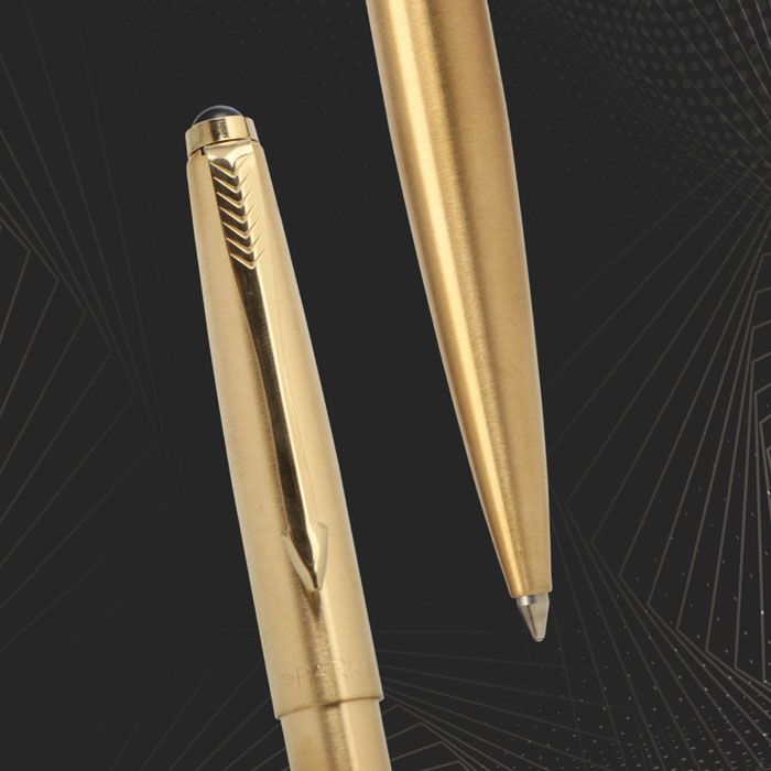 Parker Galaxy Gold Ball Pen With Blue Houndstooth Diary