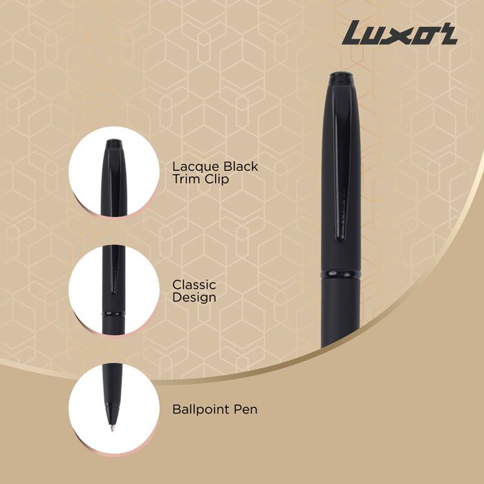 Luxor Royale Nero Matte Black body, lacque black trim Ball Pen