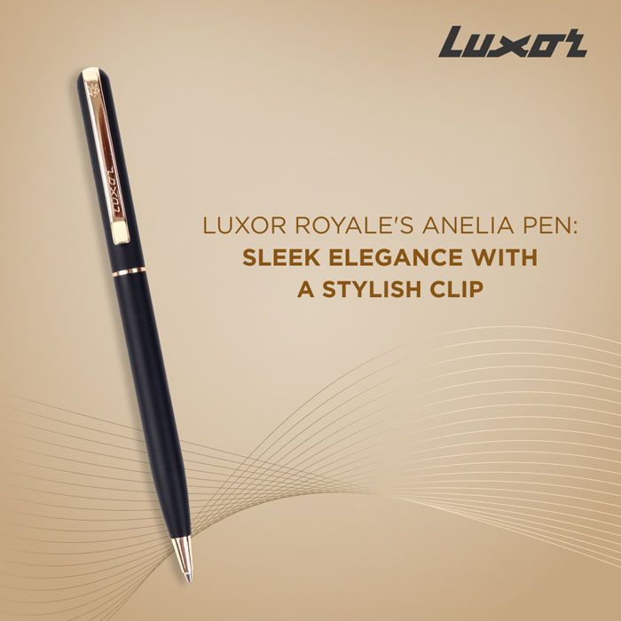 Luxor Royale Anelia Matte Black body Gold Trim Ball Pen