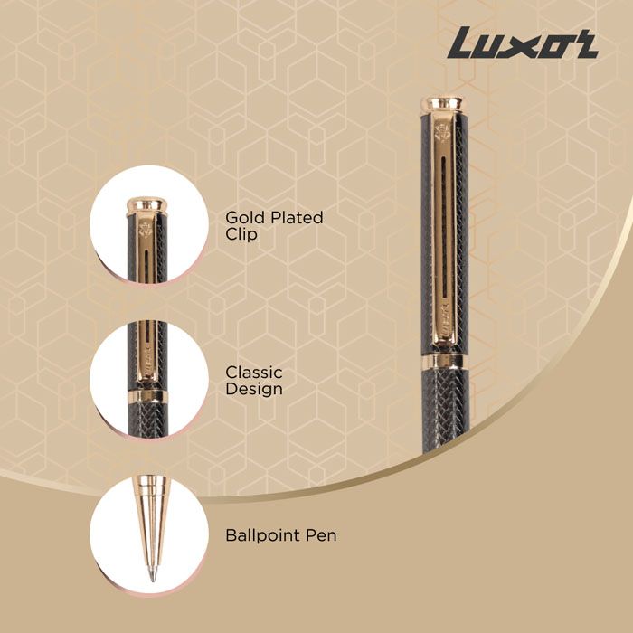 Luxor Royale Elan Gunmetal textured body Gold Trim Ball Pen