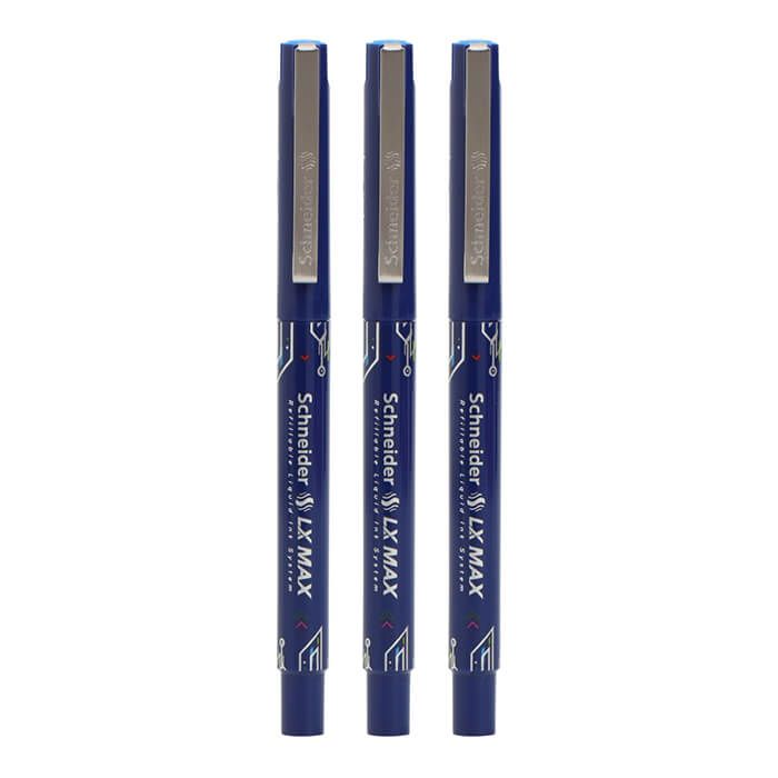Luxor LX-Max Needle Tip Pens, Pack Of 4 Blue Pen And 1 Refill