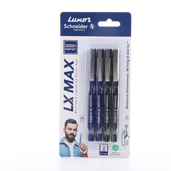 Luxor Schneider LX-Max Needle Tip Pack of 4 (2Blue+2Black)