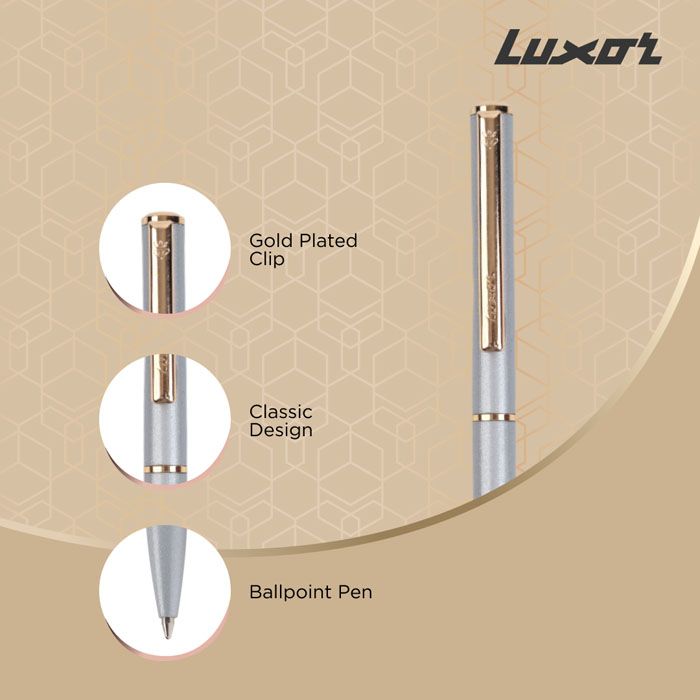 Luxor Royale Ikon Shiny Silver body Gold Trim Ball Pen