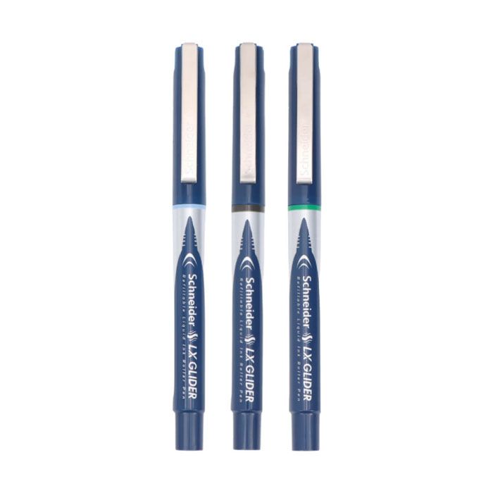 Luxor Schneider LX Glider, Pack Of 3 Pen And 1 Refill , Ink - Blue Black & Green, Easy Gliding Hybrid Tip, German Technology, Best For Professionals & Fully Reliable