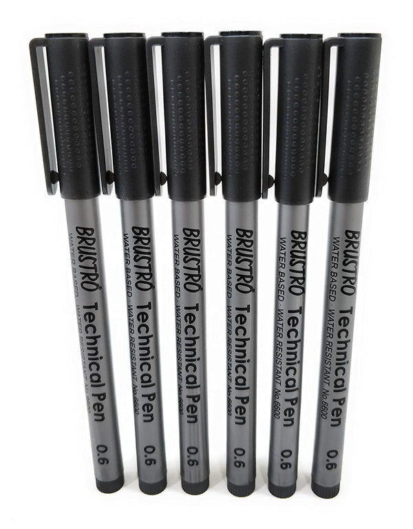 Brustro Technical Pen Black 0.6MM (Pack of 6)