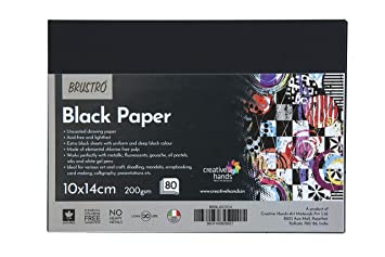 Brustro Black Paper - 200 GSM 10 cm x 14 cm (Pack of 80 Sheets)