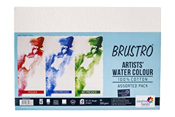 Brustro Artists' Watercolour Papers 300 GSM A4 Assorted (HP, CP, Rough - 3x2 each)