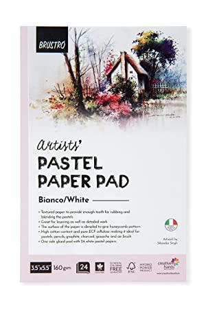 Brustro Artists’ Pastel Paper Pad, Set of 4, 24 Sheets Each(160 GSM), Colour – Black, White, Earth Tones & Grey Tones, Size – 3.5″ x 5.5″