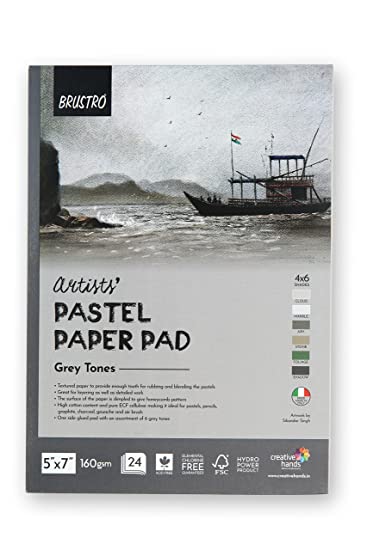 Brustro Artists' Pastel Paper Pad of 24 Sheets (160 GSM), Colour - Grey Tones, Size - 5" x 7"