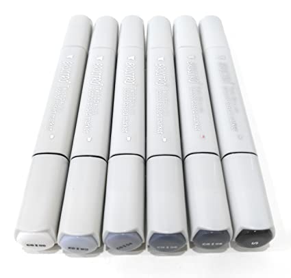 Brustro Twin Tip Alcohol Based Marker Set of 6 – Cool Greys Set B