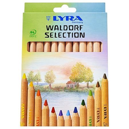 LYRA Waldorf Selection Unlacquered Triangular Colored Pencils, Set of 12 Super Ferby