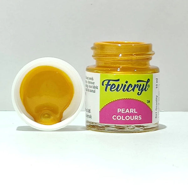 FEVICRYL FABRIC ACRYLIC PEARL COLOUR 10ML- 313 PEARL DESERT GOLD, Pack of 2