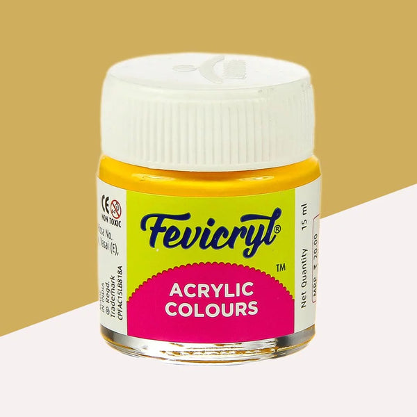 FEVICRYL FABRIC ACRYLIC PEARL COLOUR 10ML- 308 PEARL GOLDEN YELLOW, Pack of 2