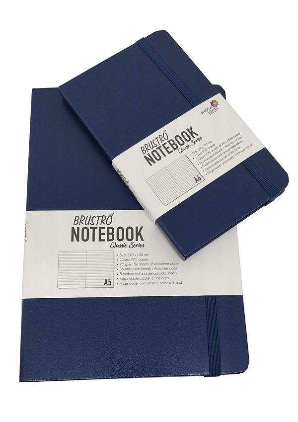 BRUSTRO NOTEBOOK CLASSIC SERIES TWIN PACK A5+ A6 DARK BLUE