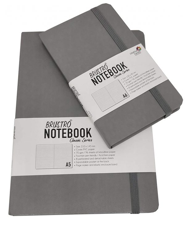 BRUSTRO NOTEBOOK CLASSIC SERIES TWIN PACK A5+ A6 GREY