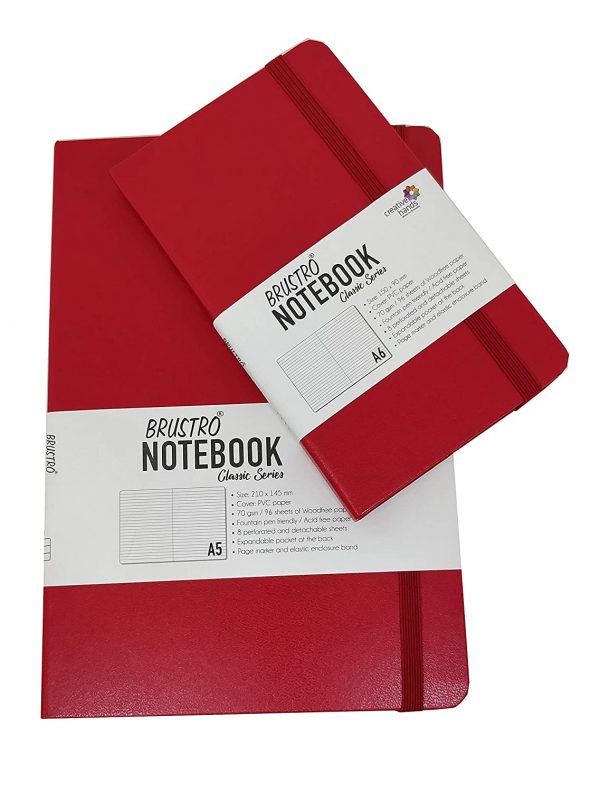 BRUSTRO NOTEBOOK CLASSIC SERIES TWIN PACK A5+ A6 RED