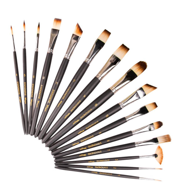 Stationerie Mix Set Of 15 Assorted Professional Paint Brushes with 2nd Gen Aqua Sync Bristles