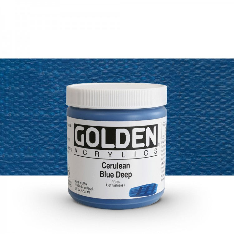 Golden Heavy Body Acrylic Paints 236ML Cerulean Blue Deep
