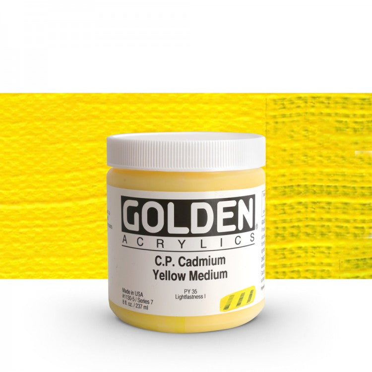 Golden Heavy Body Acrylic Paints 236ML C.P. Cadmium Yellow Medium