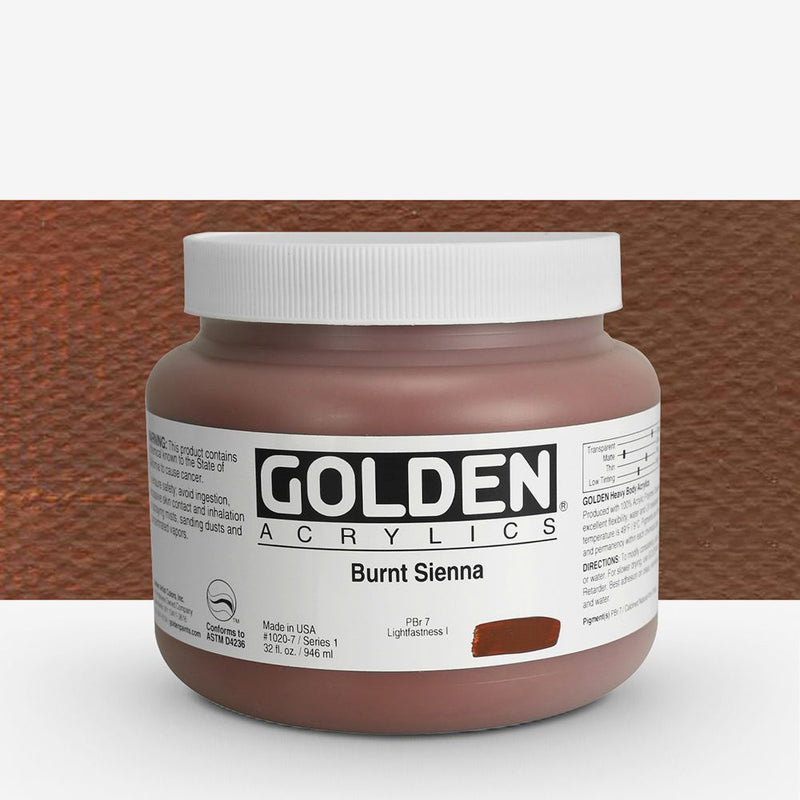 Golden Heavy Body Acrylic Paints 946ML Burnt Sienna