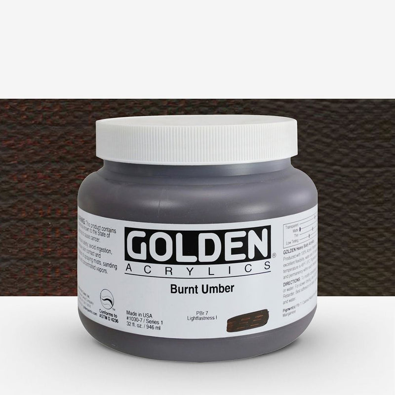 Golden Heavy Body Acrylic Paints 946ML Burnt Umber