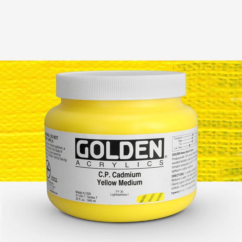 Golden Heavy Body Acrylic Paints 946ML C.P. Cadmium Yellow Medium