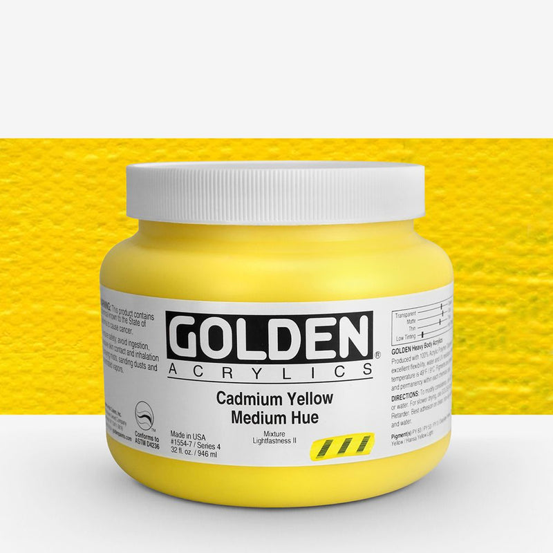 Golden Heavy Body Acrylic Paints 946ML Cadmium Yellow Medium Hue