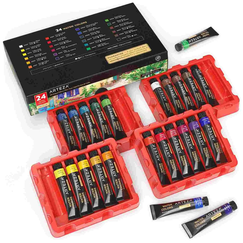 ARTEZA Watercolor Paint Set of Colors in 12 ml Tubes