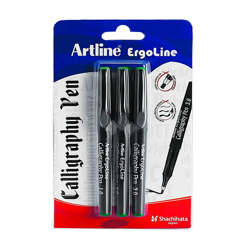 Artline Ergoline Calligraphy Pen Set Of 3 Green