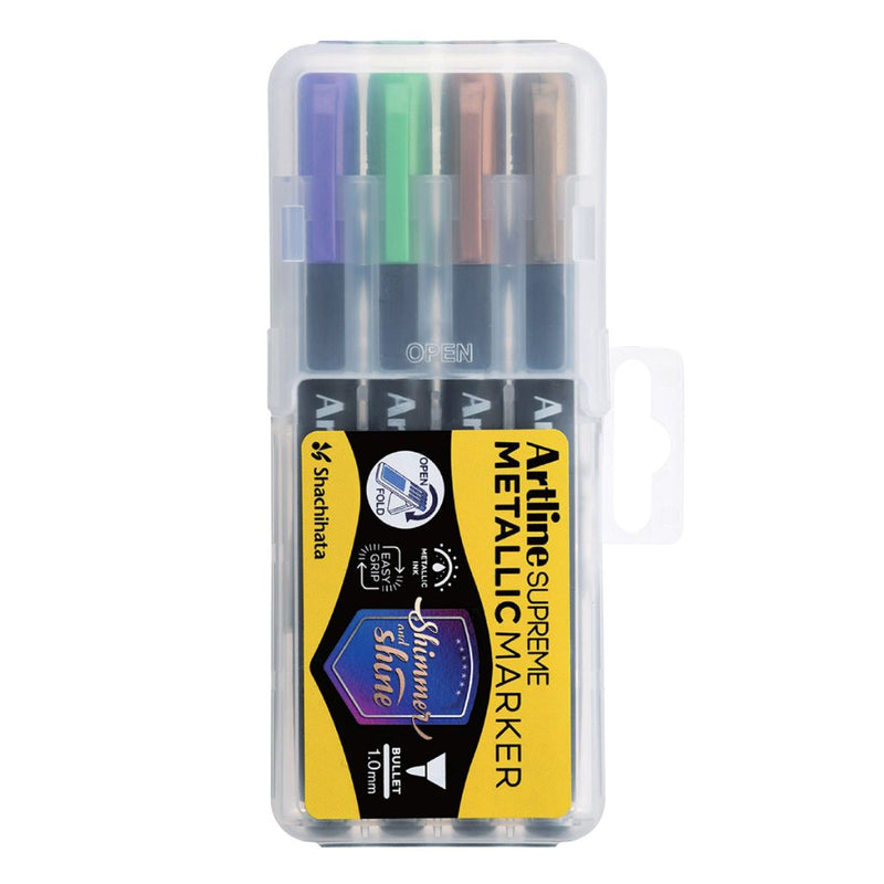 Artline Epf-790/4Psh2 Supreme-Metallic Permanent Marker Plastic Case (Mt Gold/ Mt Bronze/Mt Green/Mt Purple)