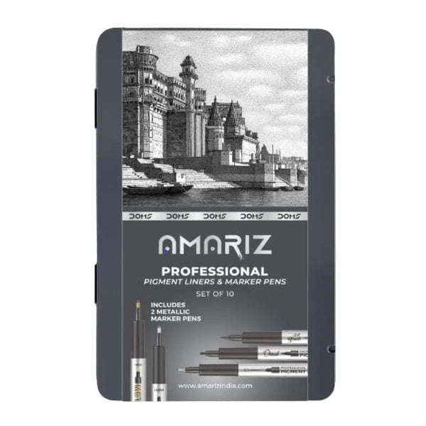 Doms Amariz Professional Pigment Liner and Marker Pen (Set of 10)