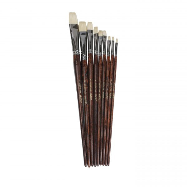 Brustro Artists Bristlewhite Bright Brush Series 1008 Set of 9