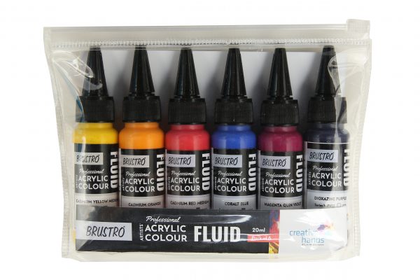 Brustro Professional Artists’ Fluid Acrylic 20 ml High Chroma (Pack of 6)