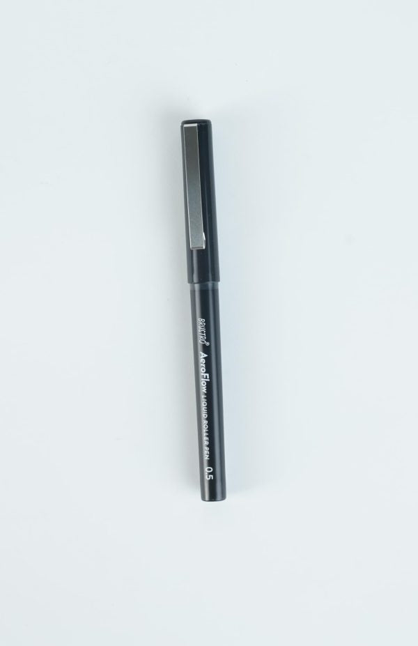 BRUSTRO AeroFlow Liquid Ink Rollerball Pens 0.5 Micro Tip Pack of 12 (Classic Black ink)
