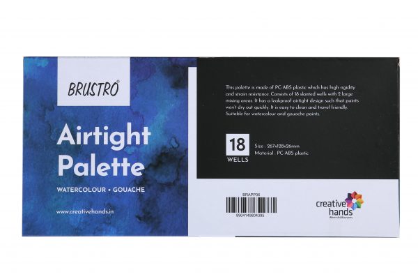 BRUSTRO Artists’ AIRTIGHT Palette 18 Wells for Watercolour and Gouache with a Removable Clear Tray