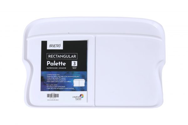 BRUSTRO Artists’ Rectangular Peel Off Painting Palette for Oil, Acrylic, Watercolour and Gouache with 3 mixing areas 34x20cm