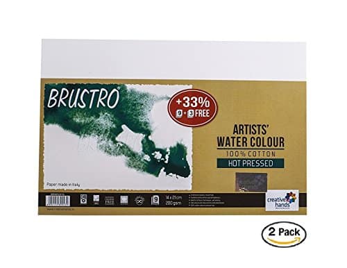 Brustro 100% Cotton Artists’ Watercolour Paper 200 GSM 14×21 cm Hot Pressed 2 Packets (Each Packet Contains 9 + 3 Sheets Free)