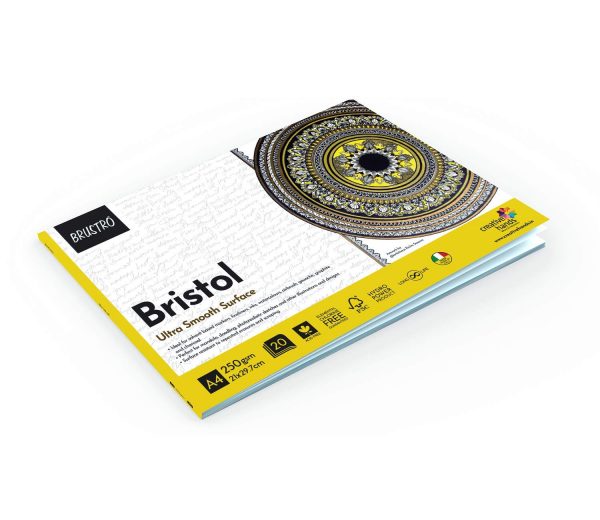 BRUSTRO Bristol Ultra Smooth Glued Pad 250 GSM, A3-20 Sheets