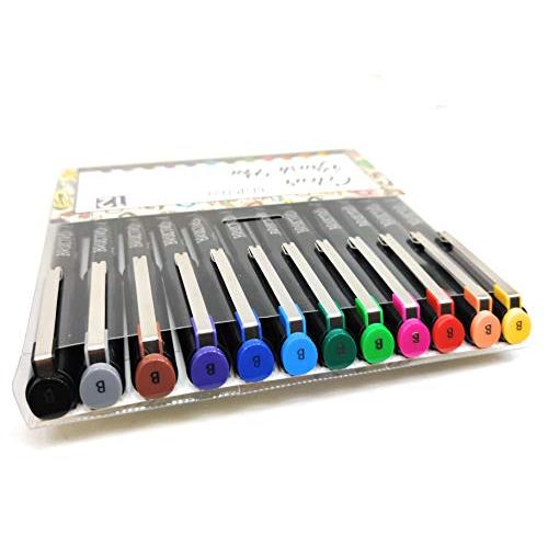 BRUSTRO Metallic Brush Pens -Set of 10 Colors. with Colour Brush Pens Set of 12 (Pigment based, Hard tip brush pen)