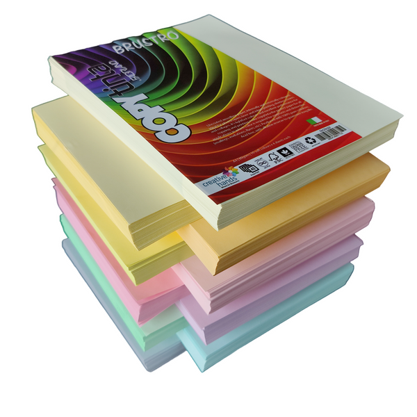 BRUSTRO Copytinta Coloured Craft Paper A4 Size 80 GSM Mixed Soft Colour 40 Sheets Pack (10 cols X 4 Sheets) Double Side Color for Office Printing, Art and Craft.