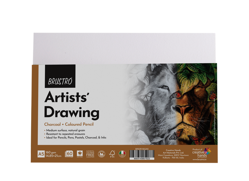 Brustro Artists Drawing Paper 160 GSM A5 Size, Pack of 60 Sheets