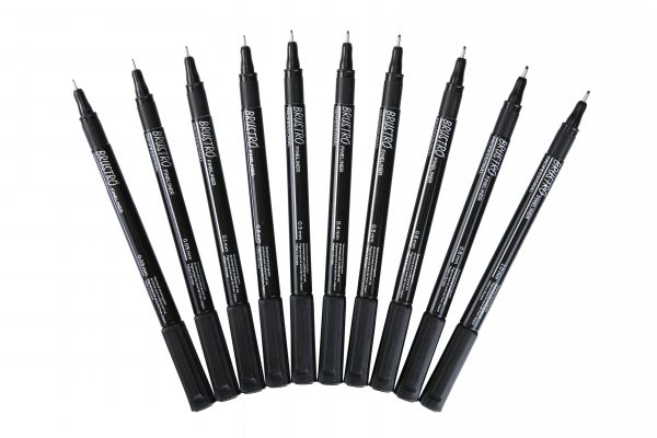 Brustro Professional Pigment Based Fineliner – Set of 10 (Black)